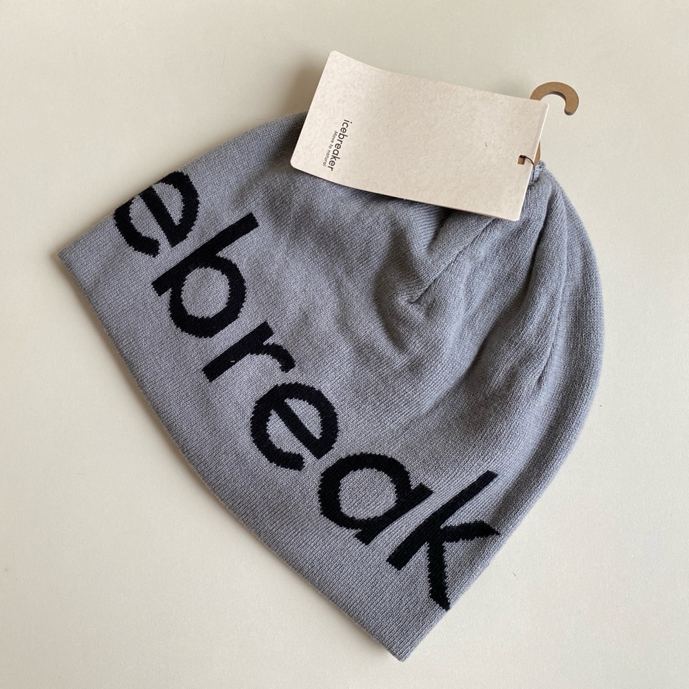 Icebreaker Merino Beanie Unisex Adult Alloy Grey Black NWT